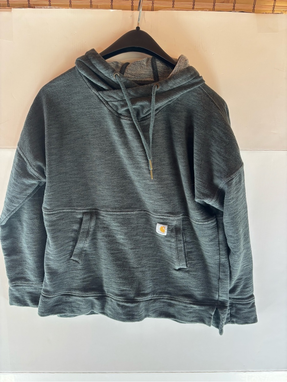 Carhartt Women’s Pullover Fleece Hoodie Logo Pockets Gray, Size S